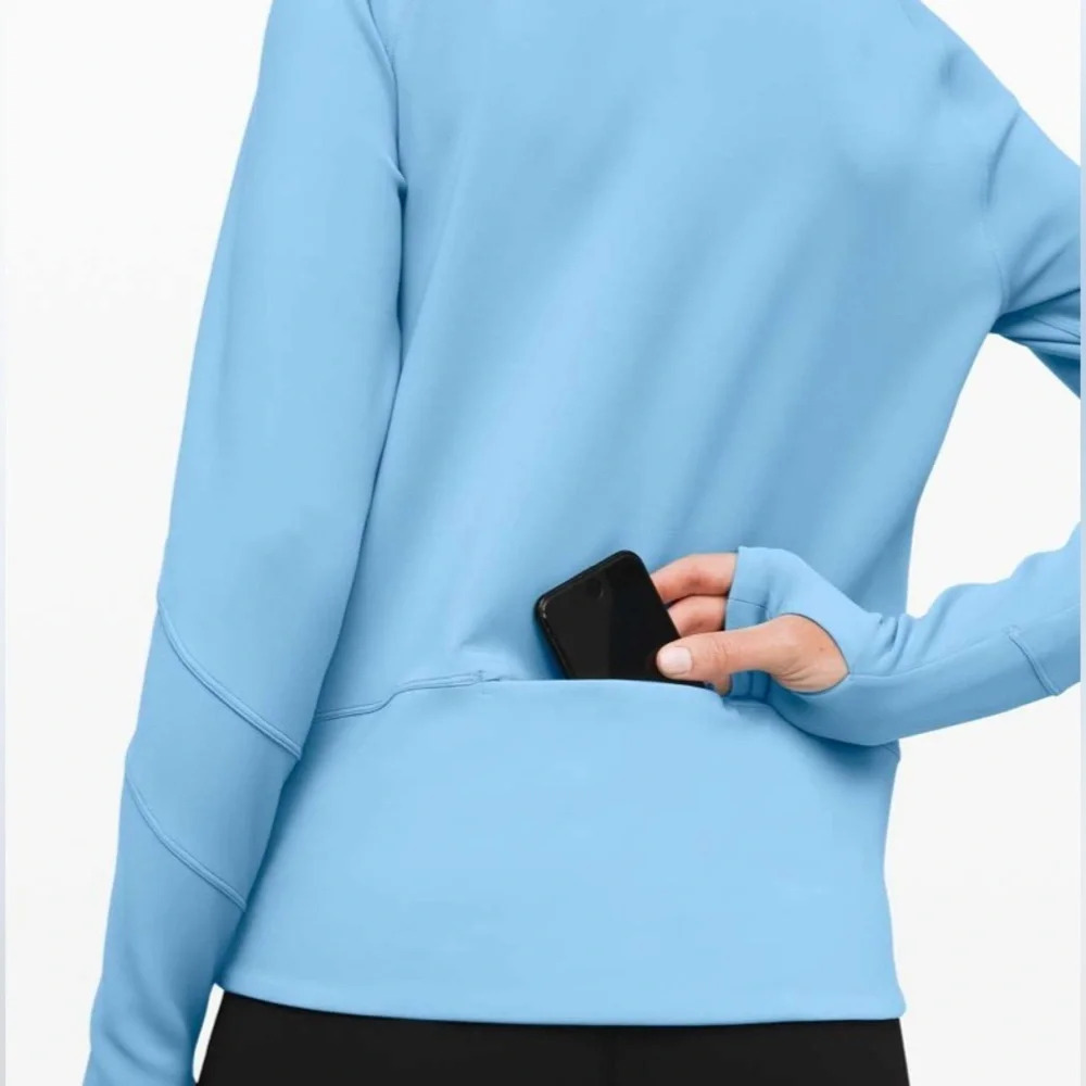 Lululemon sz M Run To Reset 1/2 zip in Aqua smoke great pre owned condition - Picture 14 of 16